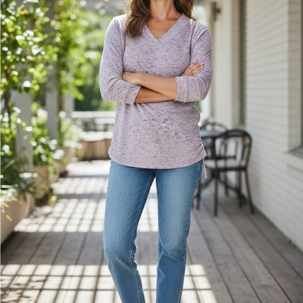 NWT! Talbots Lavender 3/4 Sleeves Minimalist Casual Cinched